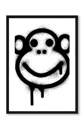 Graffiti monkey icon with black spray paint