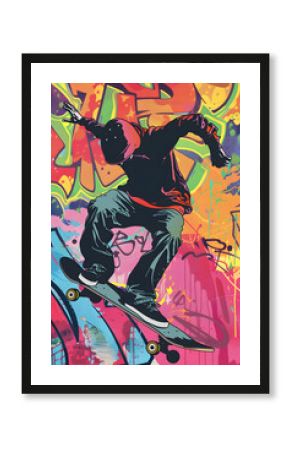 Skateboarding-Illustration: Dynamische Action in urbaner Umgebung