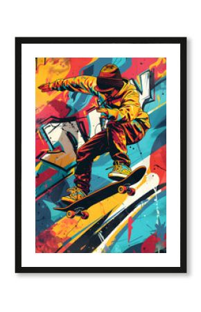 Skateboarding-Illustration: Dynamische Action in urbaner Umgebung