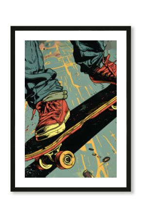 Skateboarding-Illustration: Dynamische Action in urbaner Umgebung