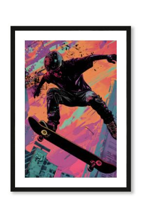 Skateboarding-Illustration: Dynamische Action in urbaner Umgebung
