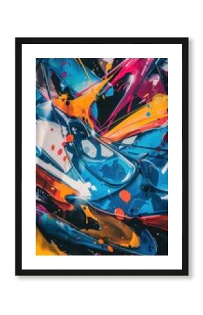 Street graffiti art with abstract 3D elements. Urban culture concept. 