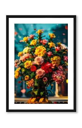 Vibrant Funeral Flower Bouquet in Cinematic Street Art Photography