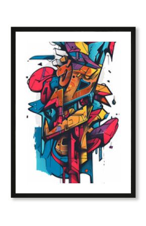 Abstract Graffiti Art with Vivid Colors and Dynamic Shapes Contemporary Urban Artwork in Bold Colors and Fluid Lines Expressionist Street Art with Red, Yellow, and Blue Splatters