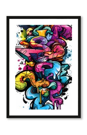 Abstract Graffiti Art with Vivid Colors and Dynamic Shapes Contemporary Urban Artwork in Bold Colors and Fluid Lines Expressionist Street Art with Red, Yellow, and Blue Splatters