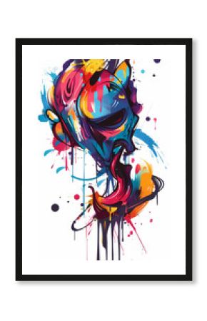 Abstract Graffiti Art with Vivid Colors and Dynamic Shapes Contemporary Urban Artwork in Bold Colors and Fluid Lines Expressionist Street Art with Red, Yellow, and Blue Splatters