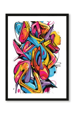 Abstract Graffiti Art with Vivid Colors and Dynamic Shapes Contemporary Urban Artwork in Bold Colors and Fluid Lines Expressionist Street Art with Red, Yellow, and Blue Splatters