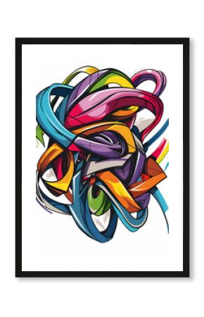 Abstract Graffiti Art with Vivid Colors and Dynamic Shapes Contemporary Urban Artwork in Bold Colors and Fluid Lines Expressionist Street Art with Red, Yellow, and Blue Splatters
