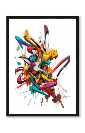 Abstract Graffiti Art with Vivid Colors and Dynamic Shapes Contemporary Urban Artwork in Bold Colors and Fluid Lines Expressionist Street Art with Red, Yellow, and Blue Splatters