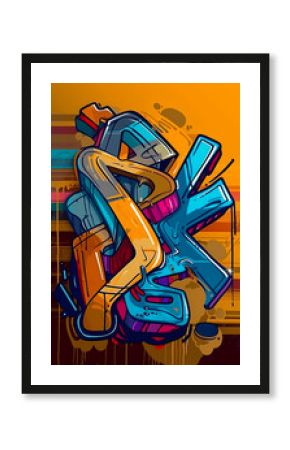 Abstract Graffiti Art with Vivid Colors and Dynamic Shapes Contemporary Urban Artwork in Bold Colors and Fluid Lines Expressionist Street Art with Red, Yellow, and Blue Splatters