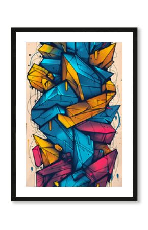 Abstract Graffiti Art with Vivid Colors and Dynamic Shapes Contemporary Urban Artwork in Bold Colors and Fluid Lines Expressionist Street Art with Red, Yellow, and Blue Splatters