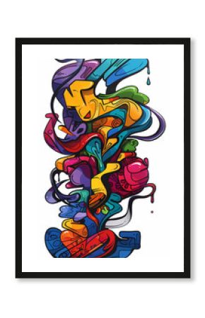 Abstract Graffiti Art with Vivid Colors and Dynamic Shapes Contemporary Urban Artwork in Bold Colors and Fluid Lines Expressionist Street Art with Red, Yellow, and Blue Splatters