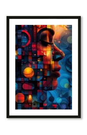 Colorful Neon Graffiti Circle in Abstract Digital Space