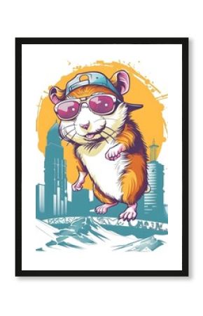 Badboy Hamster Character in Urban Graffiti Street Art Style