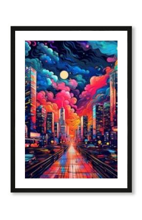 Futuristic Urban Astronaut: AI-Generated Animation of Whimsical Space Explorer in Vibrant Cityscape. Colorful Abstract Background Merging Sci-Fi and Street Art for Creative Marketing and Web Design In