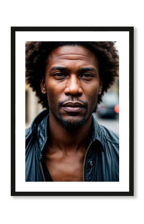 Soulful street performer's face captured in moment of musical passion, embodying urban culture and artistry.