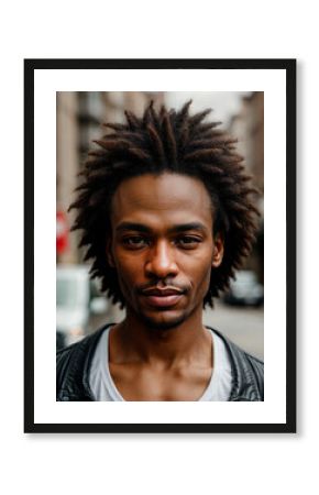 Soulful street performer's face captured in moment of musical passion, embodying urban culture and artistry.