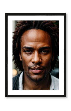 Soulful street performer's face captured in moment of musical passion, embodying urban culture and artistry.