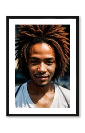 Soulful street performer's face captured in moment of musical passion, embodying urban culture and artistry.