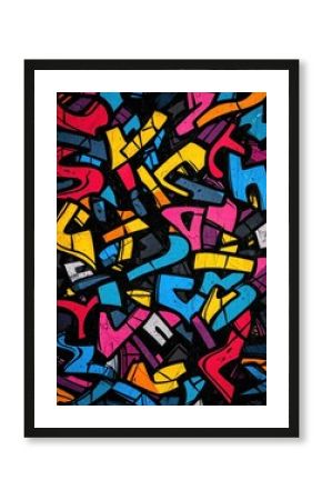A black background with abstract colorful graffiti-style designs, evoking a fun and creative street-art aesthetic.