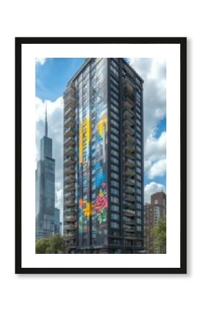 Edgy urban graffiti art Detailed murals covering entire building
