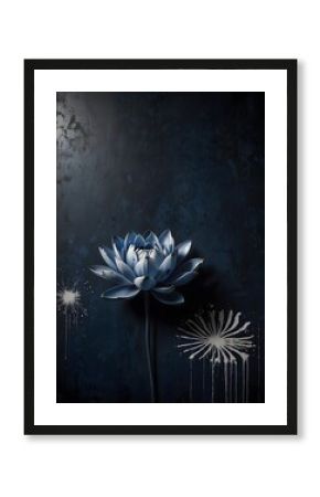 Lotus in the Indigo: A Graffiti Bloom of Tranquility