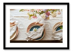 flowers on wedding tables for guests boho rustic style