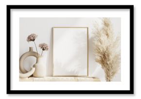 frame mockup whith pampas in boho style