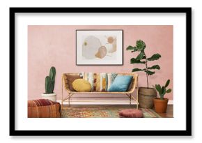 Picture frame hanging on the wall bohemian interior design