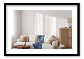 Living room interior. Wall mockup. Wall art. 3d rendering 