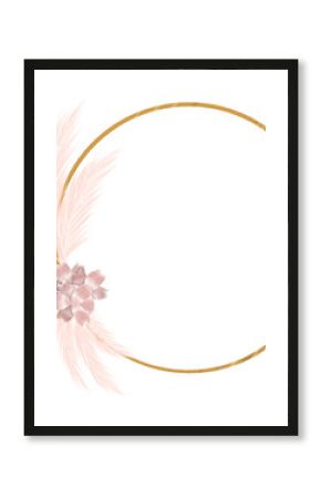 Pampas grass and pink dried flower with circle  wedding decorations boho style