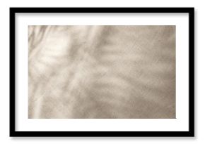 Floral sunlight shadows on a neutral beige cloth, aesthetic minimalist natural background with copy space