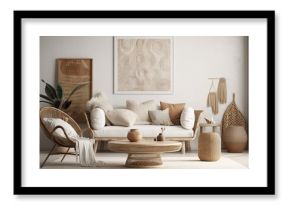 Scandi Boho interior mockup. Generative AI