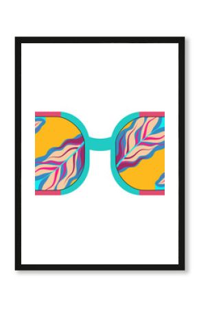 Geometric abstract sunglasses.70s retro hippie style.Vibes funky eyeglasses with deco s.Vintage nostalgia psychedelic s.