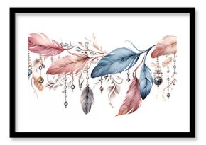 boho branch with feather and crystal ornament