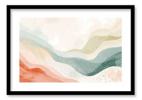 A beautiful boho illustration background adorned with floral and nature decorations in soft pastel colors. 2d vector illustration style.