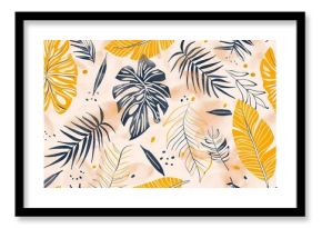 Seamless pattern with Palm leaves. boho leaves repeating pattern for nursery decor. 