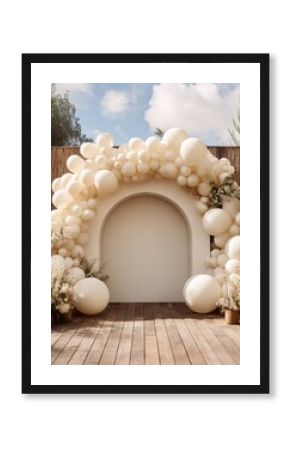 Cream archway of balloons and flowers
