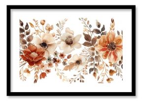 Earthy terracotta, blush, and rust florals arranged in a soft, boho aesthetic