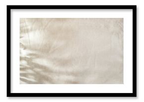 Abstarct floral natural background with foliage sunlight shadows on beige textile, copy space