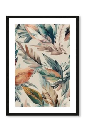 Seamless boho floral watercolor background, watercolor pattern, AI generative background pattern in natural tones