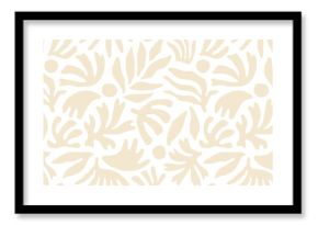 Abstract nature art leaf collage shape seamless pattern. Trendy contemporary cutout background illustration. Natural organic plant leaves artwork wallpaper print. Vintage botanical summer texture.