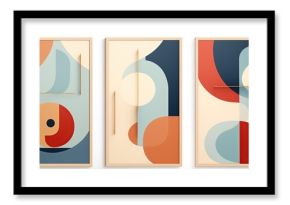 painting style illustration abstract geometric boho wall art  background set,  mockup idea, Generative Ai