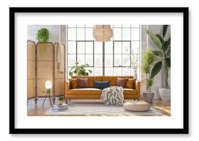 3d rendering of a boho living room