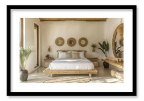 Coastal bedroom with natural bamboo