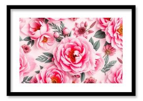 Seamless pink peony boho floral collage pattern  Retro, contemporary wedding design, floral, seamless pattern