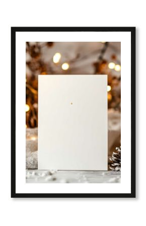 CHRISTMAS CARD MOCKUP warm boho minimalist card mockup warm white luminous background 5x7 size cardbig card vertical card
