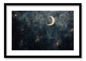 Moon glows softly amidst dark clouds, creating an ethereal, myst