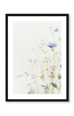 Delicate Watercolor Wildflowers Illustration in Soft Pastel Tones