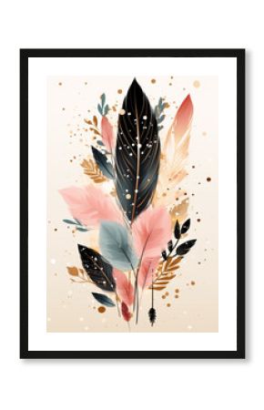 Abstract boho style background design with glitter accents